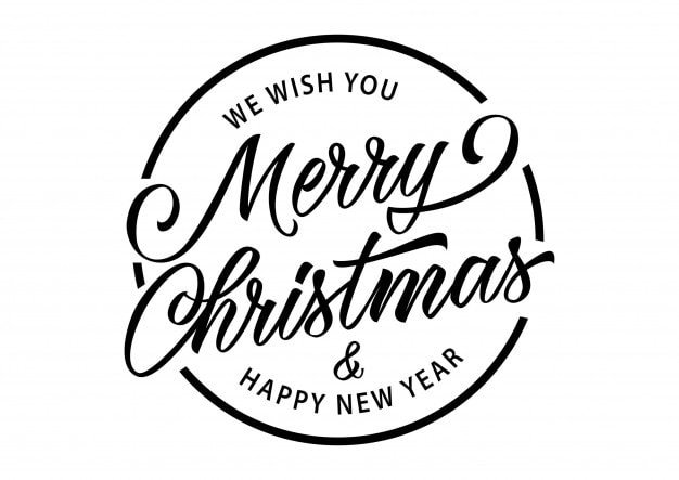 Merry Christmas and Happy New Year circular greeting graphic used for seasonal promotionq