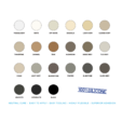 Silicone sealant colour chart showing available shades from translucent and white to black and slate grey